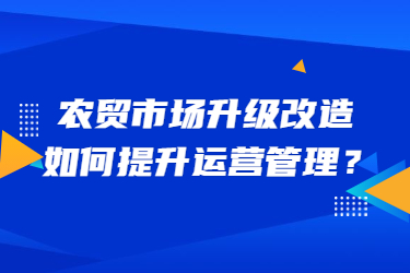 農貿市場升級改造，如何提升運營管理？
